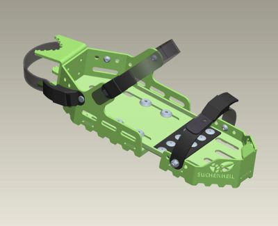 Produktbeschreibung 1 des Fährtenschuhs «Suchenheil» Ein bewährtes Schnallensystem aus dem Snowboardbereich um den Fährtenschuh «Suchenheil» schnell am Schuh des Fährtengehers zu befestigen